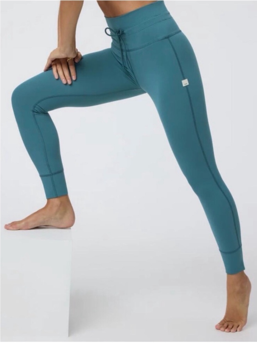 Vuori Daily Legging High-Rise Teal Drawstring Workout Pants M